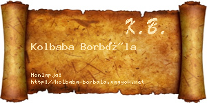 Kolbaba Borbála névjegykártya